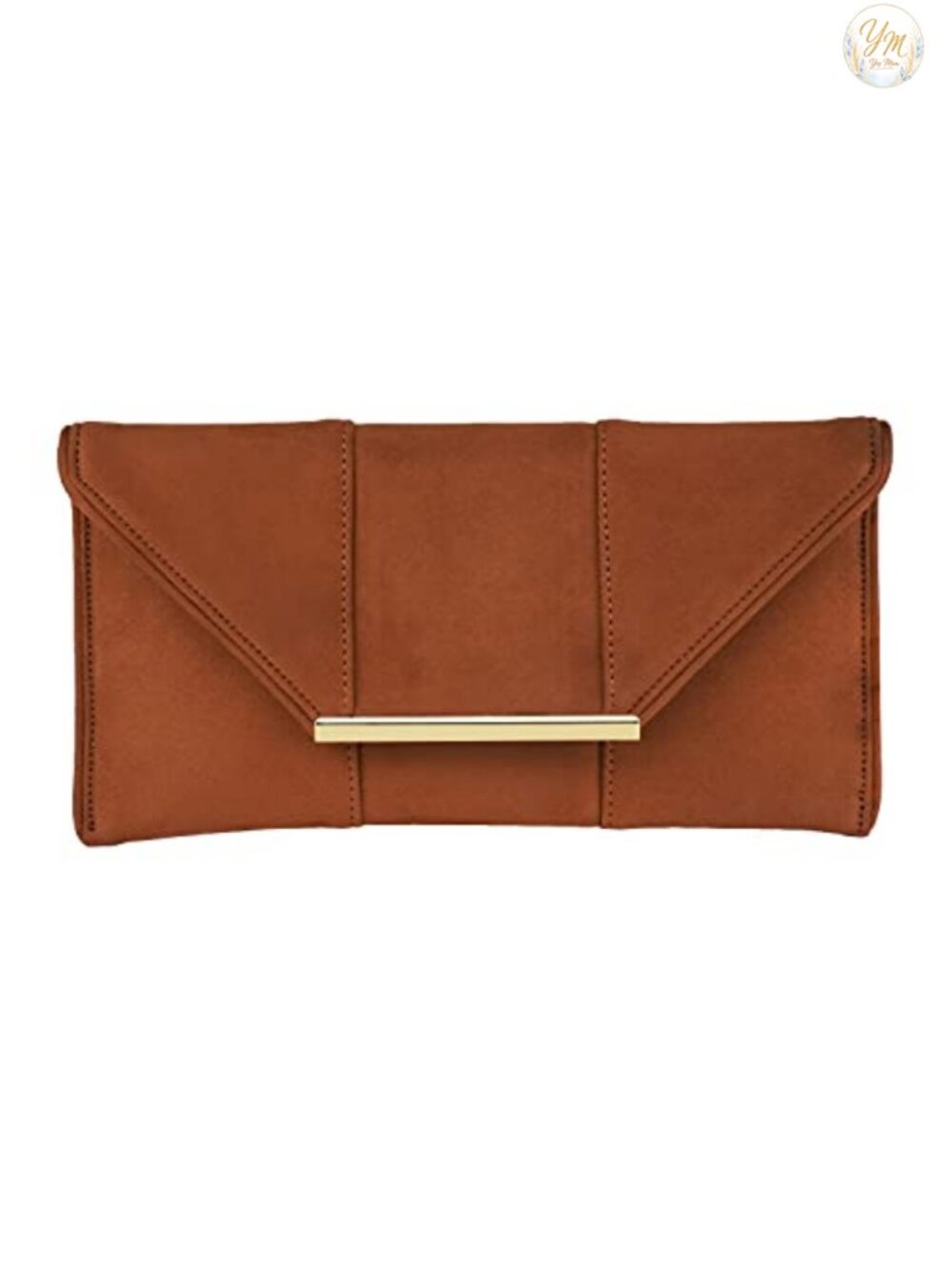 Faux Microsuede Envelope Clutch Evening Bag with Shoulder Chain